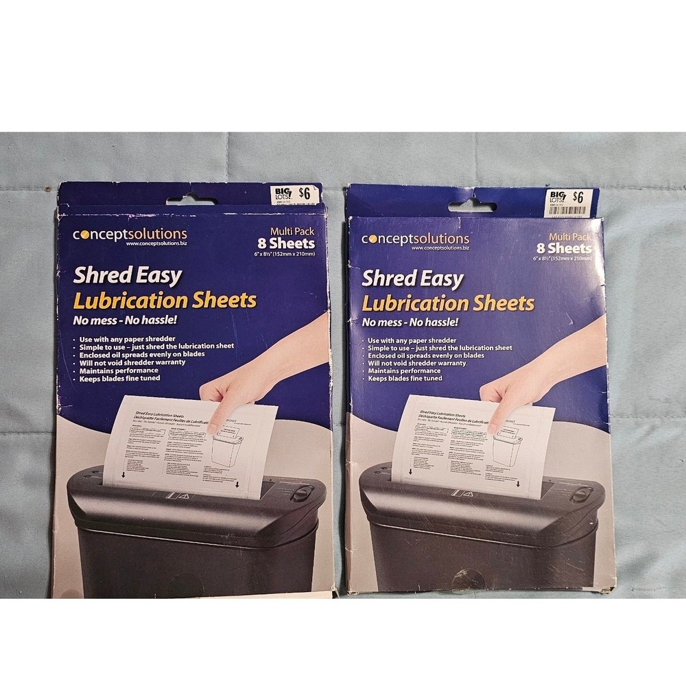 2 Pack Concept Solutions Shred Easy Lubrication Sheets 16 Total Sheets 6x8.5 in